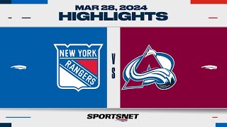 NHL Highlights | Rangers vs. Avalanche  March 28, 2024