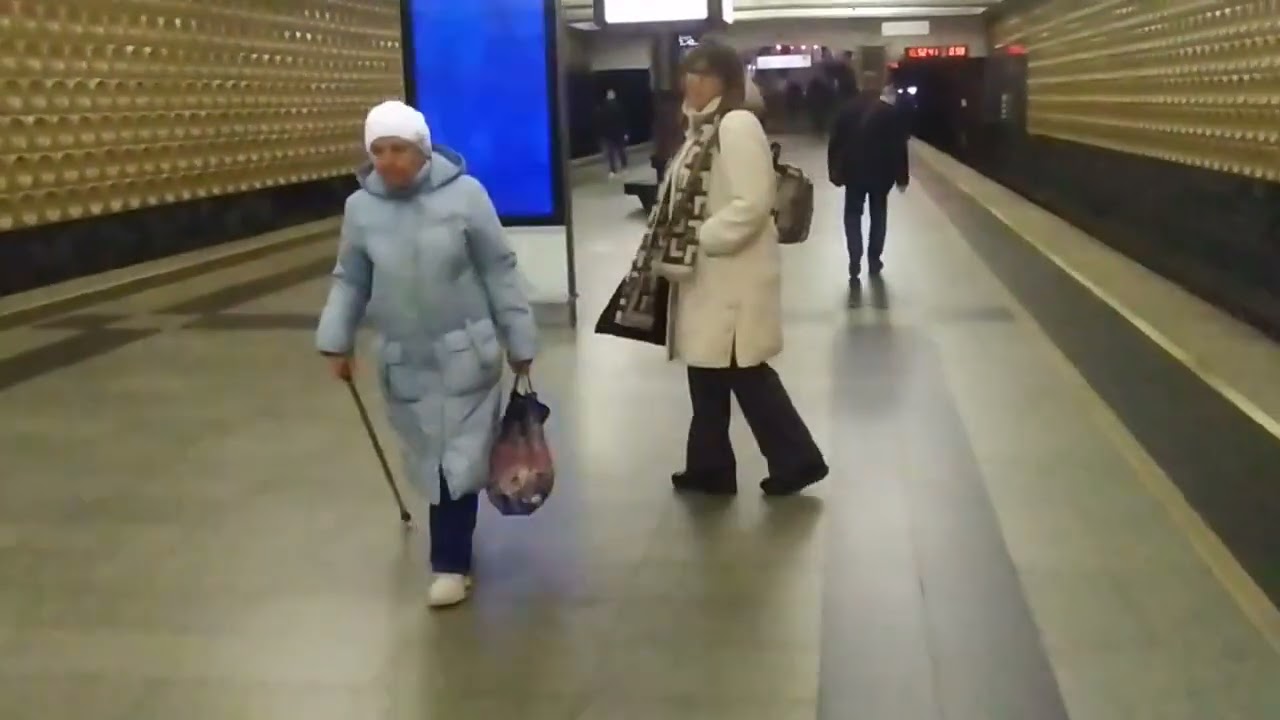 Metro Moscow, Maryino station - interior view, arrival and departure of the trainFragment 36