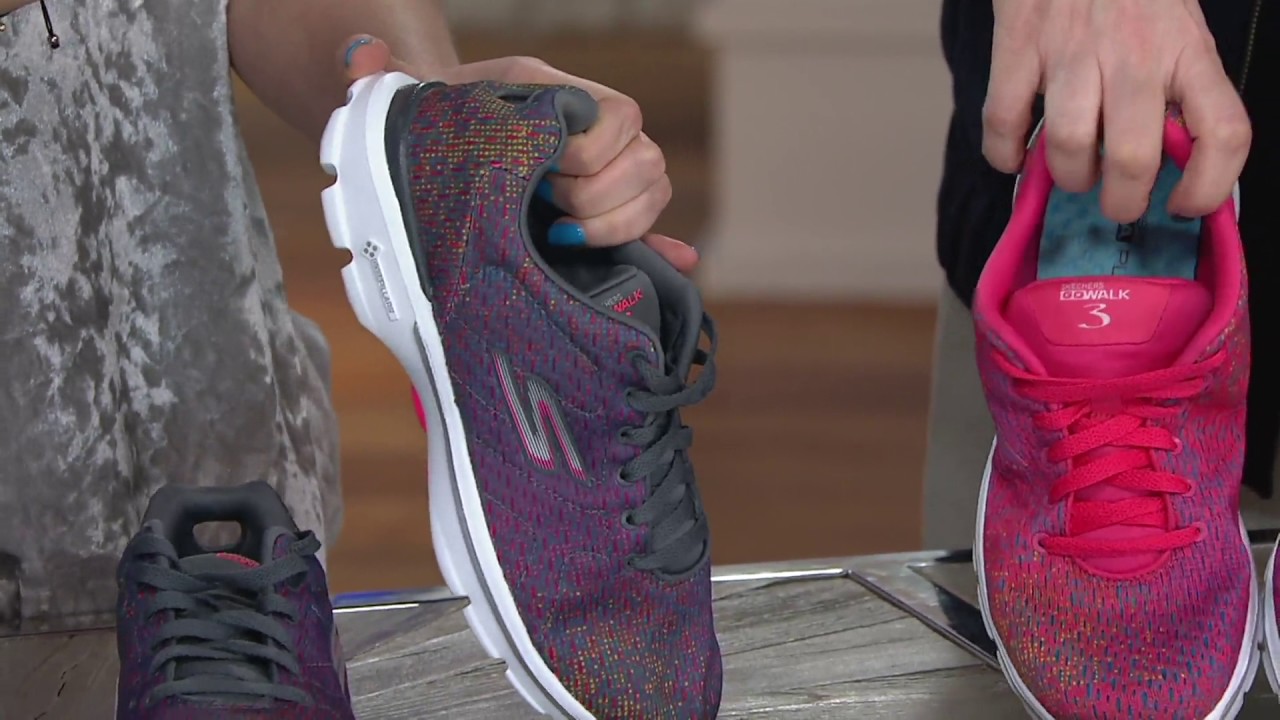 Skechers GO Walk 3 Printed Lace-up Sneakers - Digitize on QVC - YouTube