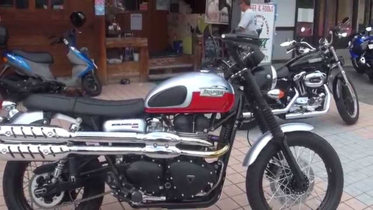 TRIUMPH Scrambler トライアンフ スクランブラー マフラー ハーレーダビッドソン・スポーツスター XL1200X - YouTube