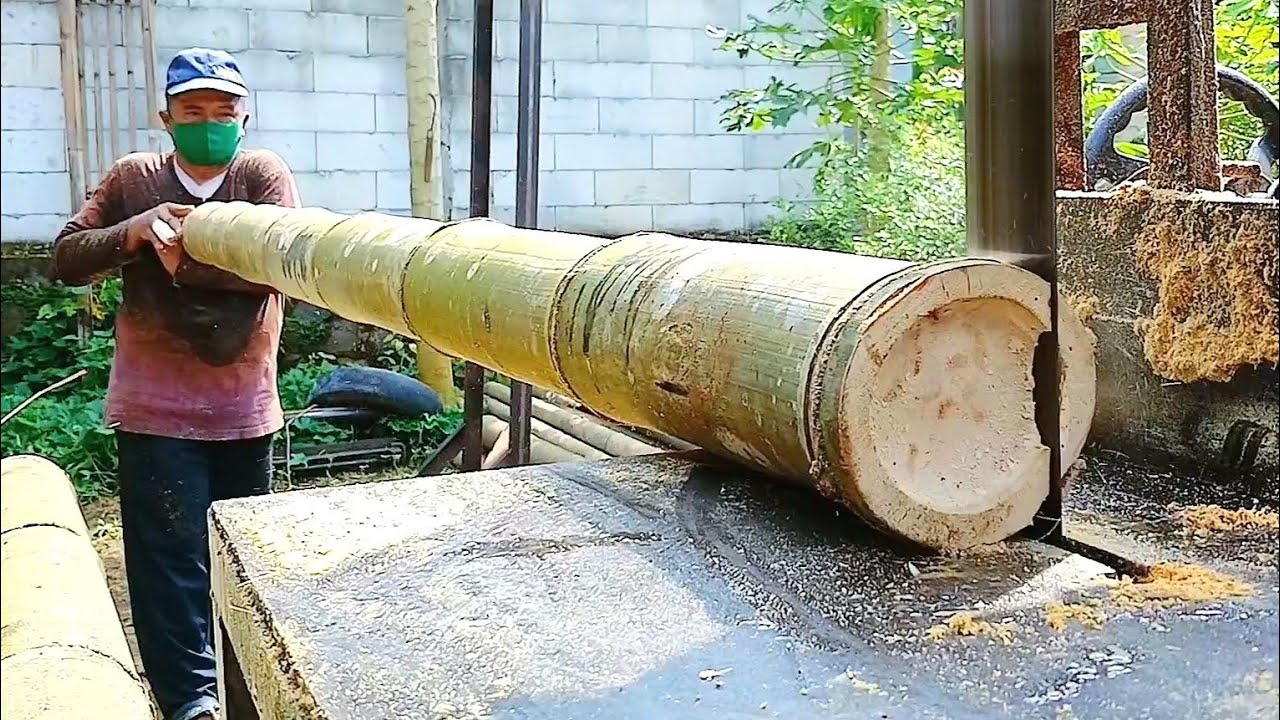 БАМБУК ИЗ ДЕРЕВНИ СЕБРАНГ‼️ В Rajang Saw Bandsaw Rakitapn Indonesia