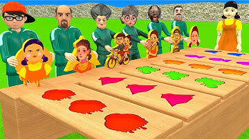 Scary Teacher 3D vs Squid Game Put in Key Dalgona Candy Shapes Challenge Who
