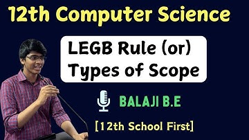 12th Computer Science | LEGB Rule | types of scopes for variable | tamil | Important five mark