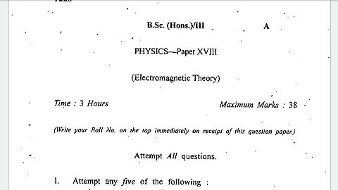 Electromagnetic Theory Question Paper - 1 | Semester - 6 | B.Sc.(H) Physics | University of Delhi