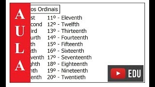 Números Ordinais - Ordinal Numbers - Só Língua Inglesa