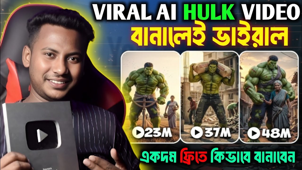 বানালেই মিলিয়ন ভিউ!🔥AI দিয়ে Hulk ভিডিও বানানোর নিয়ম! How to create AI Hulk videos for free✓