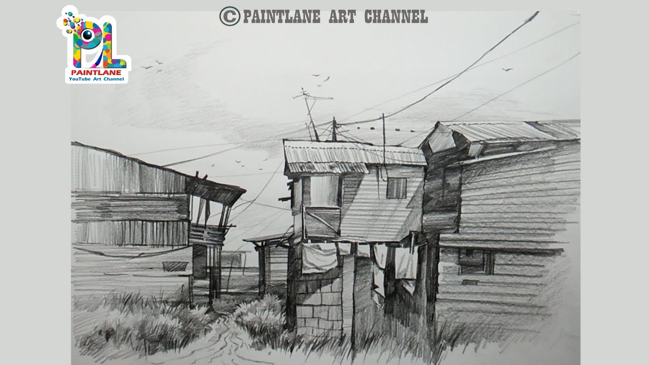 Cómo dibujar casas de madera en el área de Slum Street | Dibujo y ...