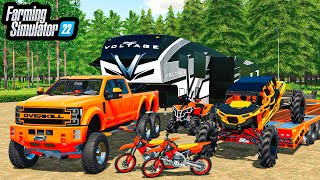 LUXURY SPRING CAMPING WITH 'THE BOYS!' | LIFTED TRUCKS + RZR | FS22