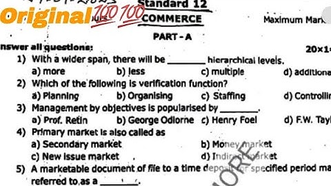 12th Commerce Second Revision Exam Question paper answer key 2023| 12th Commerce Original Paper |