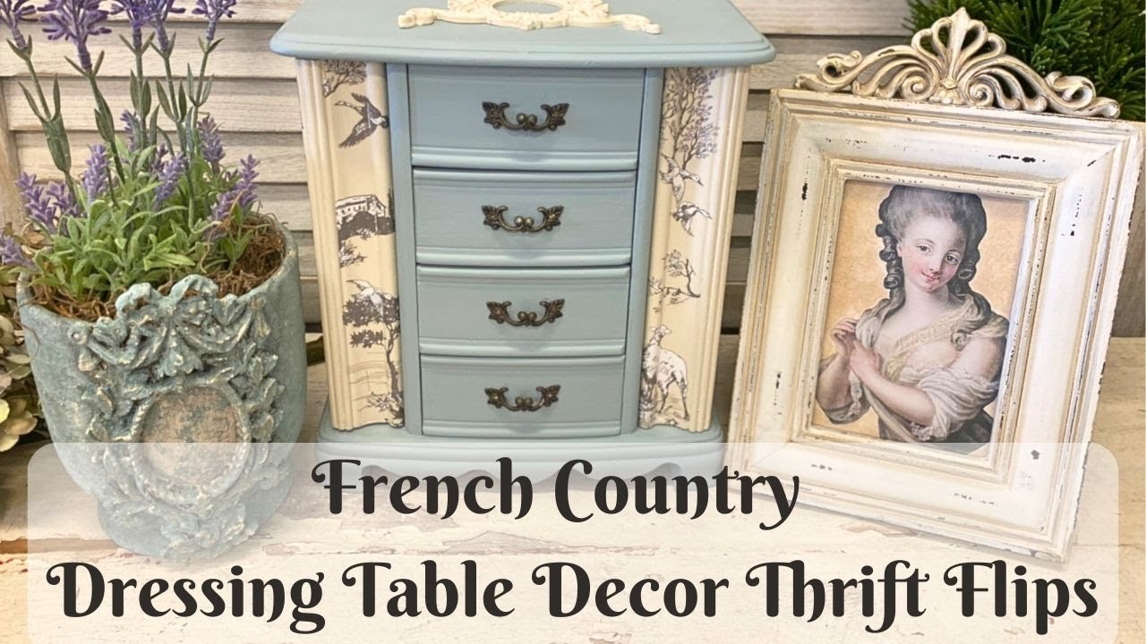 French Country Dressing Table Decor Thrift Flips using IOD Transfers | Fusion Milk Paint