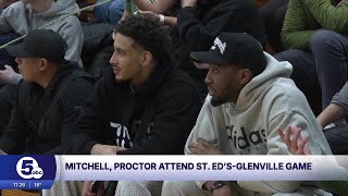 Cavs' Donovan Mitchell, Tyrese Proctor spend evening at St. Edward-Glenville basketball game