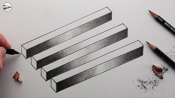 How to Draw a Realistic 3D Optical Illusion: The Four Bar Illusion, Narrated Drawing Tutorial