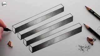 How To Draw A Realistic 3D Optical Illusion The Four Bar Illusion, Narrated Drawing Tutorial
