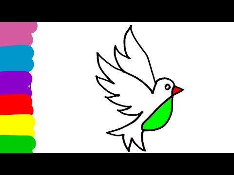BIRD drawing and painting| How to draw cute and beautiful Bird step by ...