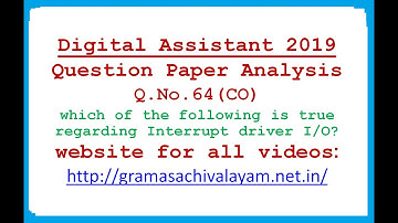 DIGITAL ASSISTANT || QUESTION PAPER ANALYSIS || Q.NO. 64