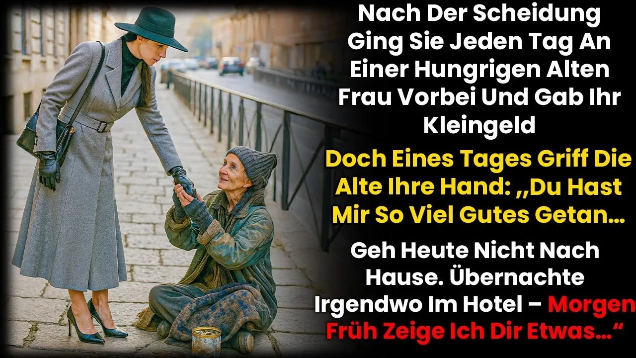 Ich stand jeden Morgen an derselben Haltestelle und warf einer alten Bettlerin mein Kleingeld in die Blechdose. Eines Morgens packte sie plötzlich mein Handgelenk, flüsterte: „Geh heute nicht nach...