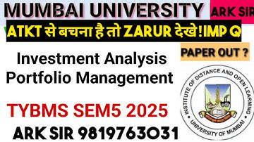 investment Portfolio Management|TYBMS Sem5|2025 Syllabus Imp QUESTION| MUMBAI UNIVERSITY Exam|IAPM