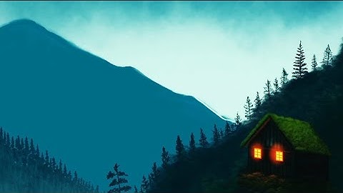 PROCREATE Landscape DRAWING || EASY Steps - Mountain Cabin
