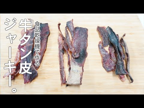 乾燥テスト】牛タン皮を食品乾燥機でジャーキーに加工 - YouTube