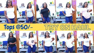 SECOND HAND CLOTHES TRY ON HAUL // WHERE TO GET TRENDY TOPS @50BOB