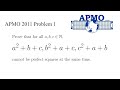 Never perfect squares together | Asian Pacific Mathematical Olympiad 2011 Problem 1