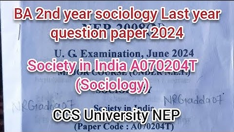 BA 2nd semester society in India last year question paper of sociology CCSU NEP #ccsu
