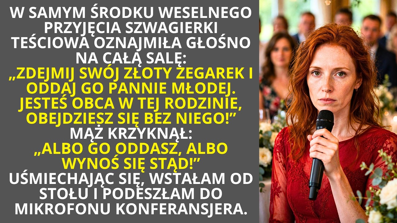 Siedziałam przy weselnym stole, gdy moja teściowa nagle poderwała się z kieliszkiem i przemówiła tak, żeby usłyszała cała sala. Sala bankietowa, sto pięćdziesiąt par oczu, orkiestra grająca w tle....