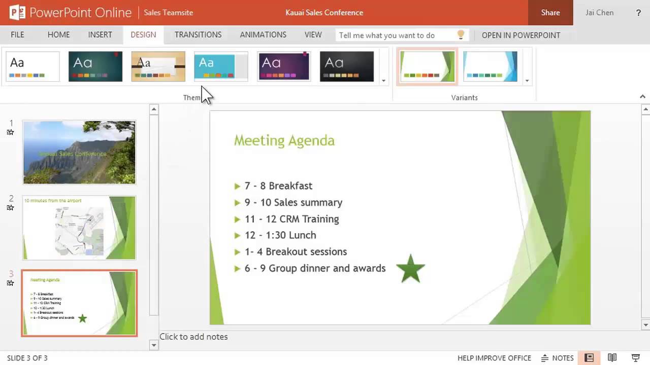 open powerpoint from office 365 in presentation mode