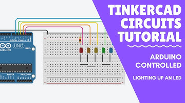 Tinercad Circuits Tutorial - Simple LED Flash with Arduino Uno Control