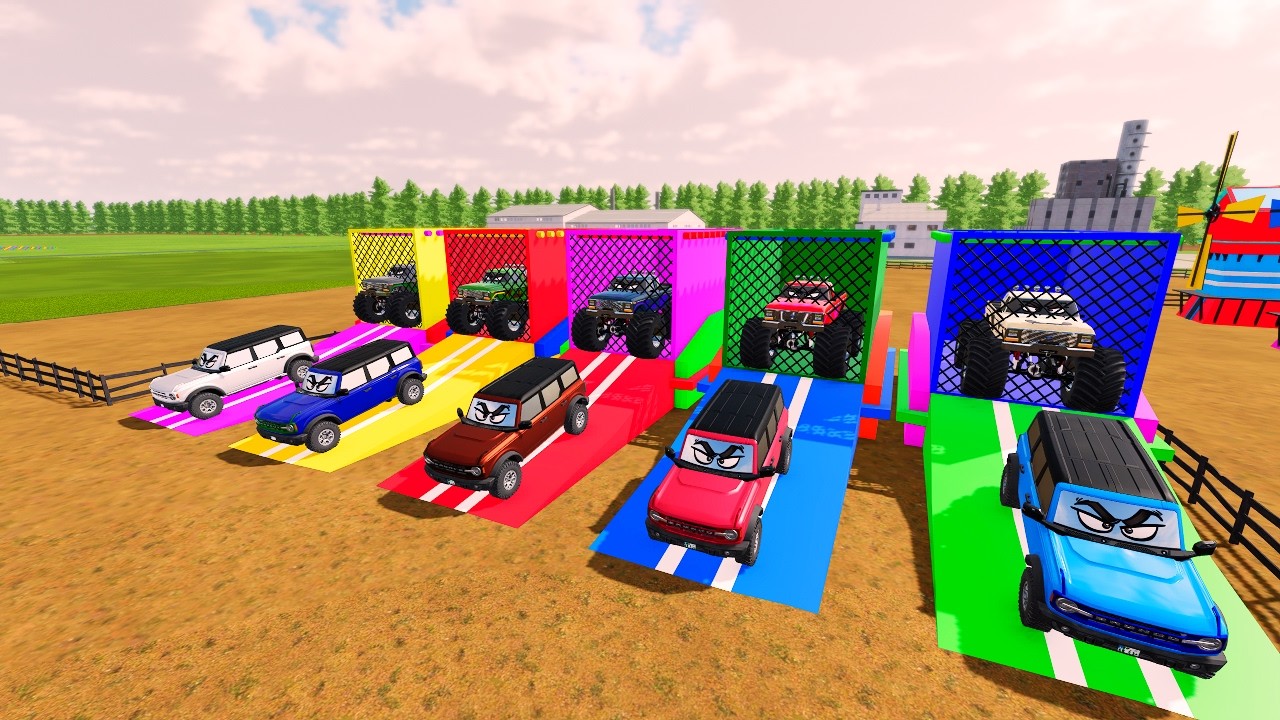 Garage with Colors 🚛 | ALL OFFROAD JEEPS on DOUBLE FLATBED TRANSPORT