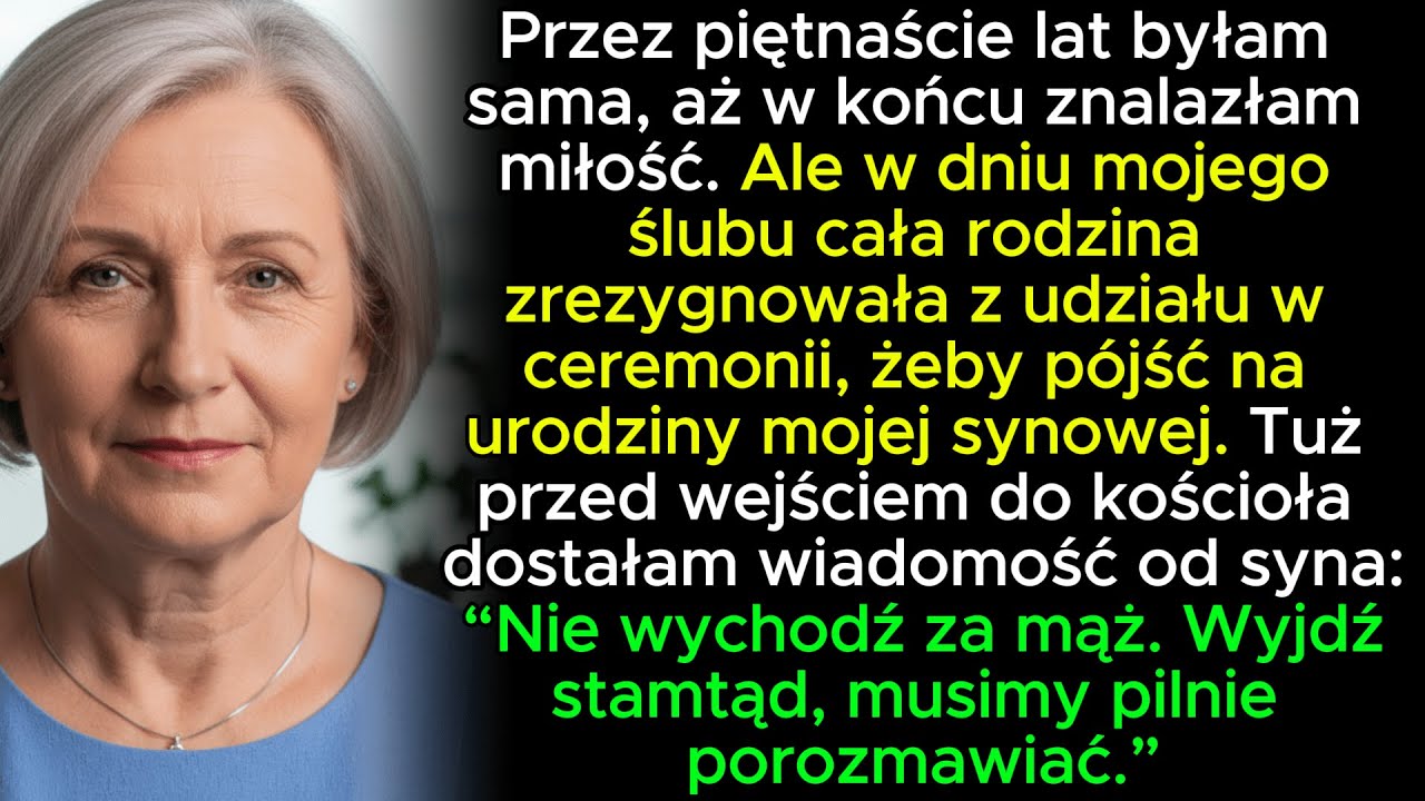 Na mój ślub nie przyszedł nikt z rodziny — nawet mój syn. Wszyscy poszli na urodziny mojej synowej.