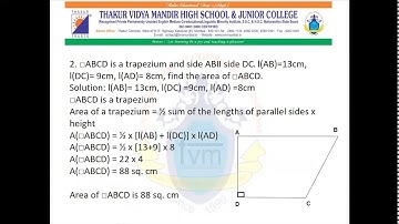 TVMHS STD 8 MATHEMATICS AREA PART 2 BY MR. JACOB VARGHESE