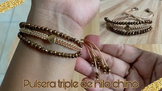 Pulsera triple con hilo chino ✨ muy fácil #diy #handmade #jewellery