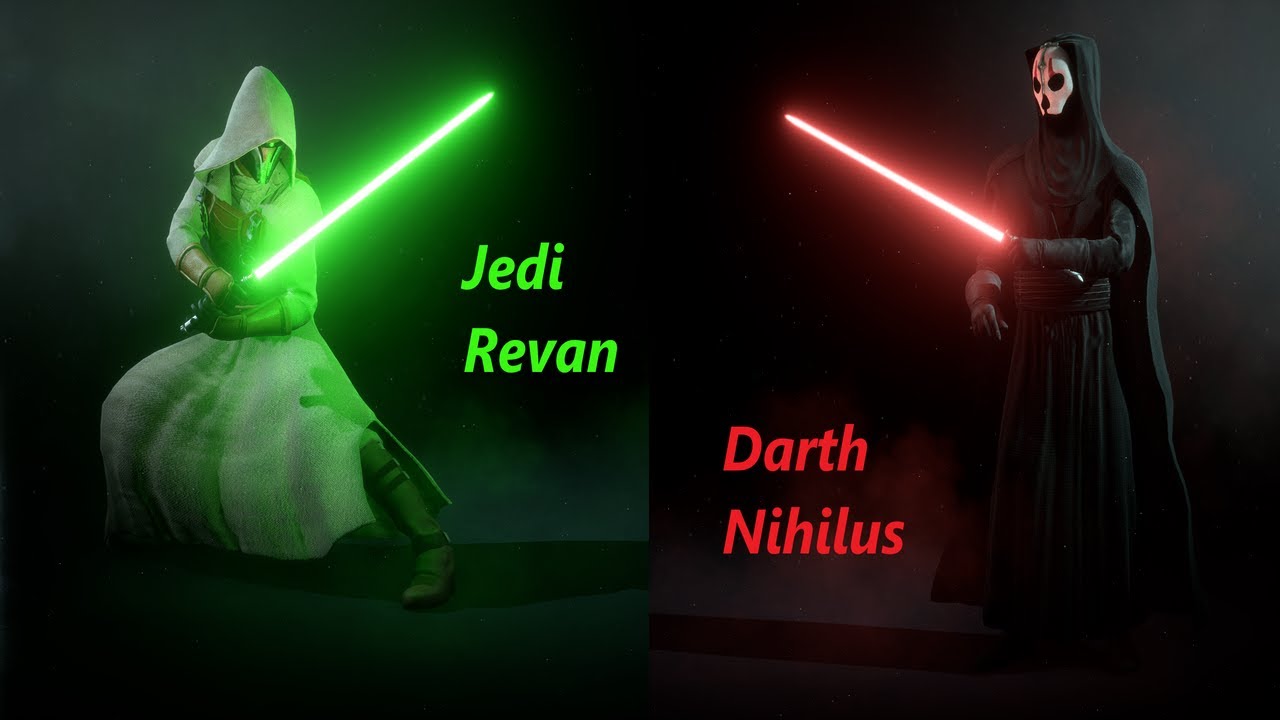 Darth Nihilus vs Jedi Knight Revan lightsaber duel in Star Wars Battlefront II. (PC, modded)