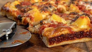 Homemade Sourdough Detroit Style Pizza Recipe with Jerk Chicken and Pineapple