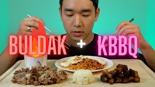 ASMR MUKBANG | BULDAK FIRE NOODLES & KBBQ!!!