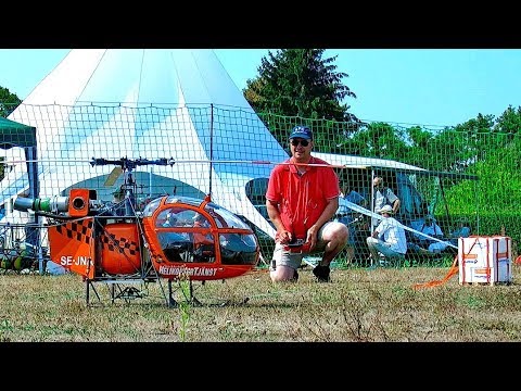 HEAVY TRANSPORT WITH THE GIANT RC LAMA SA-315B TURBINE MODEL HELICOPTER FLIGHT DEMONSTRATION