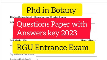 Phd in Botany Question paper 2023 ll RGUCET 2023 ll Answer key l CUET Phd Botany Question Paper 2023