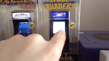 Tiny Arcade Preview of Pac-Man, Ms Pac-Man, Galaxian, and Space Invaders with close-up Detail