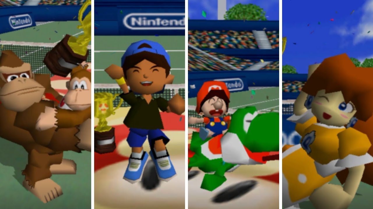 [mario Tennis 64] All Character Trophy Animations Youtube