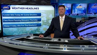 Video: Cooler Wednesday with the chance for passing showers, thundershower