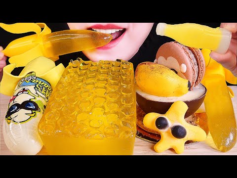 ASMR EDIBLE HONEYCOMB SOAP, BANANA JELLY, MACARAON, GUMMY CANDY EATING SOUNDS 젤리 사탕 먹방 ゼリーを食べる 咀嚼音