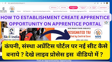 HOW TO ESTABLISHMENT  CREATE APPRENTICE OPPORTUNITY ON APPRENTICE PORTAL. SEAT CREATE ON NAPS PORTAL