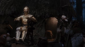 Star Wars return of the Jedi: C-3PO Levitates in front of Ewoks to prove he is a God