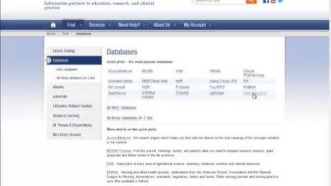 Databases at the Health Science Center Library at the University Of Florida.