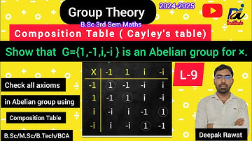 GroupTheory|L-9|Composition Table|G={1,-1,i,-i}is Group|B.Sc|BA|M.Sc|B.Tech |BCA |Deepak Rawat Sir..