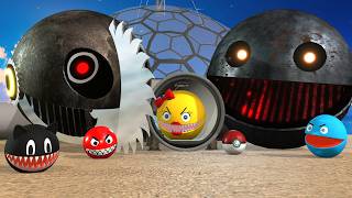 Blue Pacman Vs Red Pacman And Black Robot Pacman
