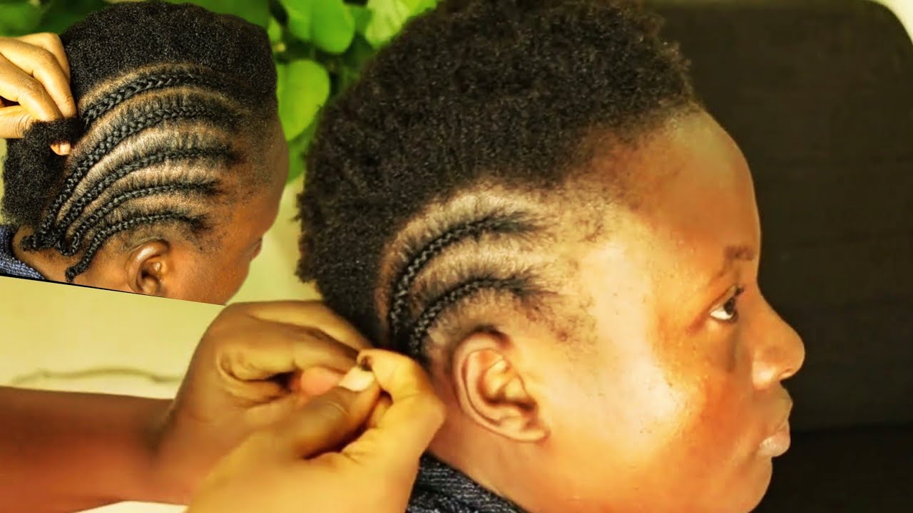 How to part and cornrow short hair - YouTube