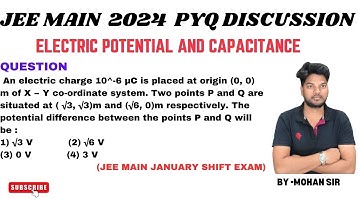 An electric charge 10^-6 μC is placed at origin (0, 0) m of X − Y co-ordinate .@MohanPhysicsAcademy