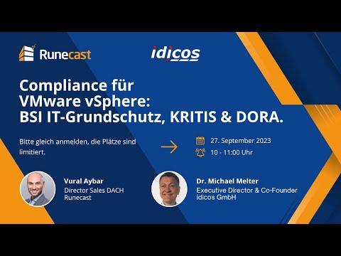 Webinar - Compliance für VMware vSphere: BSI IT-Grundschutz, KRITIS & DORA - video from Runecast
